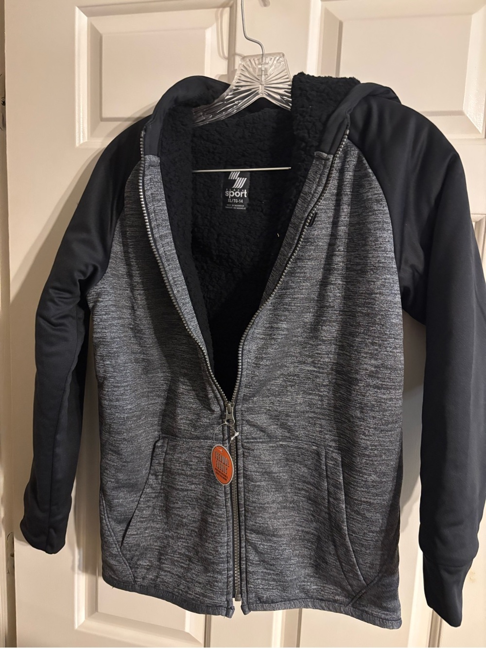 Kids Black & Gray Hooded Puffer Jacket - Sport